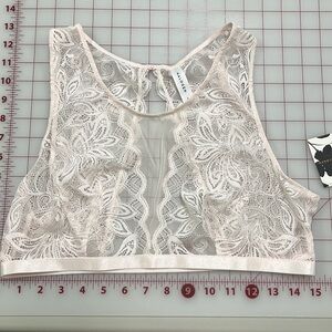 Halogen NWT Sheer Lace/Satin Back Cutout Lounge Sexy Ballet Pink Bralette SZ L